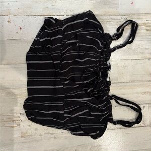 Hollister Black and White Striped Crop Top